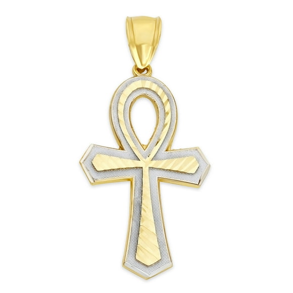 Lex & Lu 10k Yellow Gold Solid Flat-Backed Ankh/Egyptian Cross Pendant Lex & Lu 10k Yellow Gold Solid Flat-Backed Ankh/Egyptian Cross Pendant